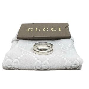 Authentic Gucci Sterling Silver 925 Cut Out Ring US Size 6.5 W/ Box and Pouch
